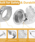 Dryer Vent Connector Kit DV180 With Airtight Quick Connect System 4 Inch Aluminum Duct Hose And Clamps for safe maintenance.