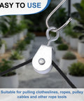 Mini Iron Pulley Wheel Set 0.43 Inch Inner Diameter 2.32 Inch Length 10 Pack Single Sheave Lifting Pulley in use with clothesline