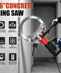 16" CONCRETE RING SAW cutting through a wall, featuring 8980W motor and high-strength diamond blade for precise cuts.