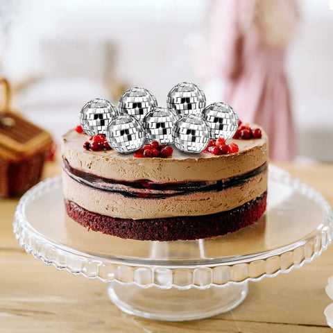 Disco Ball Cupcake Toppers 24 Pack Mini Dancing Cake Decorations For 70s Theme Birthday Party And New Year Celebrations