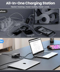 Before and after setup with 600W USB C Charger Hub With 8 Ports Fast Charge Station GaN PPS PD 140W 100W Power Adapter.