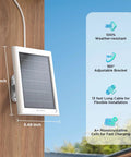 2 Pack Solar Panel Charger For Battery Cameras, IP68 Waterproof, 13ft Cable With USB-C Adapter, wall-mounted view