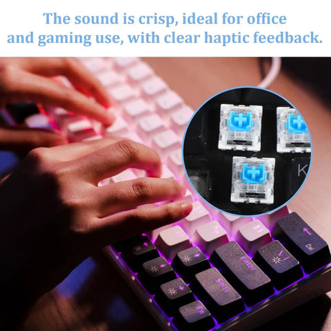 Blue 3 Pin Clicky Mechanical Keyboard Switches Set, 50 Pcs With Switch Puller, Waterproof, Easy Replacement for Gaming Keyboards, Durable Acrylic Zinc Alloy and Precision Steel Build for Smooth Tactile Feedback used on backlit keyboard