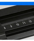 Close-up of Heavy Duty X Axis Dovetail Stage Featuring Rock Solid Linear Guide showing precision measurement scale.