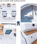 Two Pack Flush Mount Boat Hatch Latch Handle In 316 Stainless Steel installed on a white boat deck showcasing waterproof marine locker slam lock.