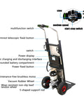 Heavy Duty Electric Stair Climbing Hand Truck With Powerful 30Ah Battery And Semi Precision Bearings For Rough Jobs side view with controls and motor