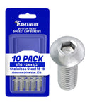 Hardcore Button Head Socket Cap Screws 10 Pack 5/16-24 X 1/2 Inch 18-8 Stainless Steel Machine Bolts shown in packaging.