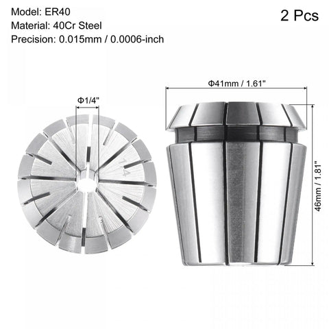 ER40 Spring Collet Set For Quarter-Inch Shank CNC Milling Lathe Engraving Machines, Pro-Grade High-Precision 0.015mm Tolerance