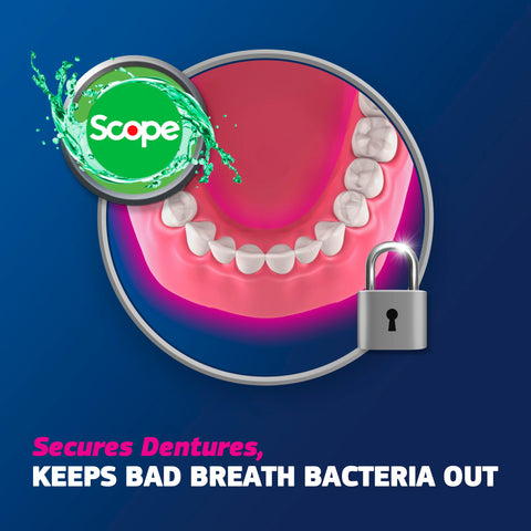 Denture Adhesive With Scope Mint Fresh Breath, 2.0 Ounce Tubes Pack Of Four, Precision Tip For Seamless Seal And All Day Hold