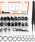 Beefy 266-Piece External Snap Rings Set Black Alloy Steel With Tweezers, 21 Sizes Circlips C Clips Kit for Axle Shaft Parts.