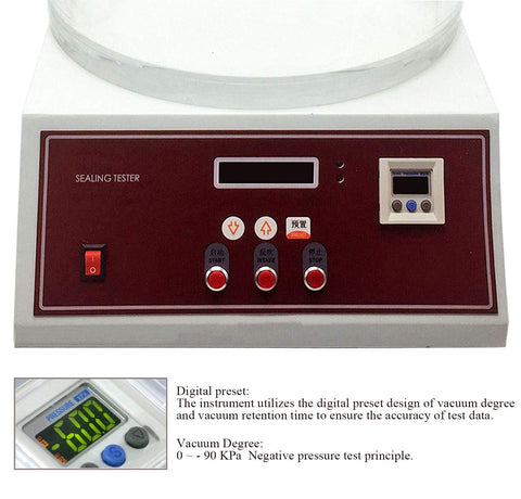 No Nonsense Heavy Duty Vacuum Package Leak Tester And Dead Tight Seal Checker For Glass Jars Metal Cans Plastic Cartons composite bags with digital display.