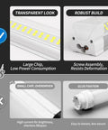 Close-up of Ultra Bright 8 Ft LED Shop Light 120W Daylight 6000K To 6500K Boss Level Efficiency SMD 2835 robust build feature.