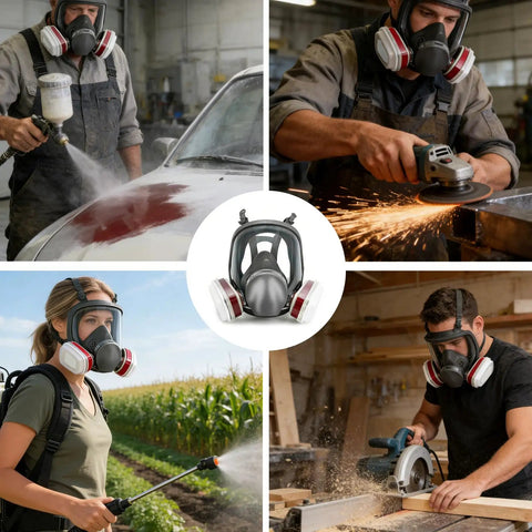 Top Tier Full Face Respirator Mask With Replaceable Filters Slick Silicone Contour Fit Adjustable Harness For Spray Paint Welding Fumes Woodworking Dust Badass Protection For Serious DIY Hustle
