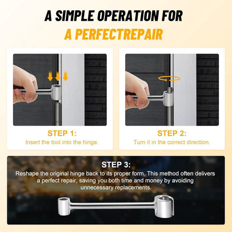 Door Hinge Adjustment Tool For Home And Commercial Doors 0.55 To 0.74 Inch Hinge Gap Wrench in use, simple steps.