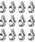 Non Slip Worm Gear Hose Clamps Size Four For Three Eighths To Five Eighths Inches Heavy Duty Stainless Steel Adjustable Screws 12 Pack