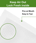 Close-up of Precut Food Saver Vacuum Bags 150 Pcs Set for Meal Prep and Sous Vide showing texture and pre-cut tear feature.
