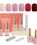 Rose Coast Gel Nail Polish Set With LED Light And Strips, 6 Color 15ml Bottles, DIY Manicure Kit, includes LED lamp, nail strips, polish
