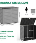 Product dimensions of Horizontal Outdoor Storage Shed With Double Lockable Doors 4.6 Ft By 4.1 Ft Resin Construction