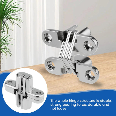 Hidden Cabinet Hinges 1-3/4 Inch 180 Degree Invisible Cross Swing No Visible Hardware Frameless Cabinets With Screws Zinc Alloy
