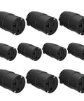 Heavy Duty NEMA 5-20R Plug End Replacement Kit For Extension Cords, 10 black PVC connectors shown lined up in 2 rows