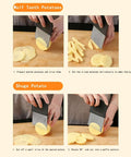 Stainless steel crinkle cutter for potatoes; creates waffle/crinkle fries and potato chips; Amazon kitchen gadget.