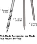 Two Pocket Hole Jig Kit For Woodworking DIY Friendly Drill Guide Set With Square Driver Bit Hex Wrench Step Drill Bit Wooden Plugs And Screws Pro Grade Joinery Tool For Quick Strong Joints showing drill bits and driver bits