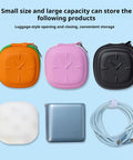 Heavy Duty Eva Travel Case For 140W Fast Charger And Usb C Cable Organizer in orange, purple, black, white, and blue on a blue background.