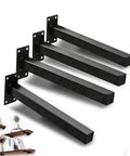 Heavy Duty 8 Inch Black Shelf Brackets Set Of 4 Industrial Floating Wall Mounted Shelving Supports Rustic Style Steel Brackets