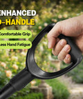 Close-up of Enhanced D Handle grip on Heavy Duty Garden Fork With 4 Tines 45 Inch Spading Fork Steel Handle for comfort