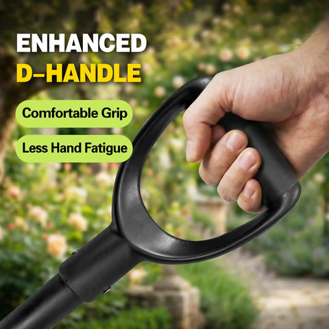 Close-up of Enhanced D Handle grip on Heavy Duty Garden Fork With 4 Tines 45 Inch Spading Fork Steel Handle for comfort