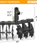 28 Inch Disc Plow Harrow With 2 Inch Receiver For ATV UTV Pull Behind Tiller Black Heavy Duty Ground Prep Tool Dimensions