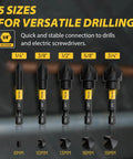 Five Piece Countersink Drill Bit Set With 82 Degree Five Flute Design Nitride Coated High Speed Steel in various sizes for versatile drilling