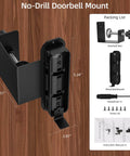Anti Theft Doorbell Mount 2Nd Gen Adjustable 45 To 135 Degrees No Drilling Camera Mount Bracket For All Gen Video Doorbells Fits Apartment Rental Office Black shown with parts and dimensions