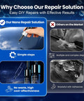 Comparison of Hassle Free Windshield Chip And Crack Repair Kit Featuring Thick Uv Cure Resin For Bullseye Star And Straight Damage solutions.