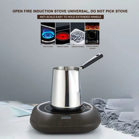 Milk Frothing Pitcher 20oz Stainless Steel No Drip Spout Long Handle Turkish Coffee Pot Frother For Espresso Machine