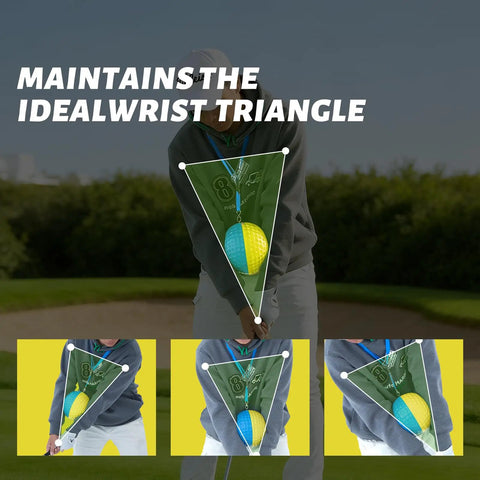 Forearm Connection Golf Swing Trainer For Consistent, Precise Swings That Fix Slice, Scooping, And Chicken Wing with visual triangle guide