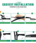 Installation steps for Premium Windshield Wiper Blades For Chevrolet Trax 2024 Through 2026 showing front and rear fitting guide.