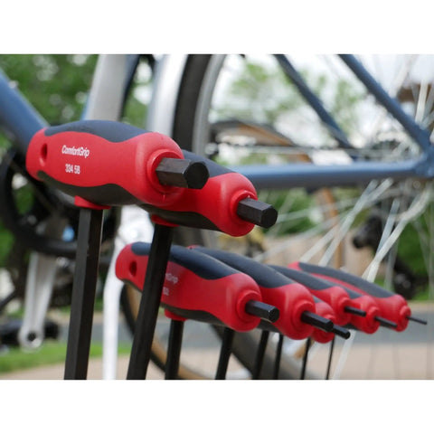Metric T Handle Set With Soft Grip Ball End Hex Tools Eight Piece For Maximum Torque And Smooth Control Built Tough Ergonomic Dual Drive Design And Blade Through Handle Build For Durable High Performance Work