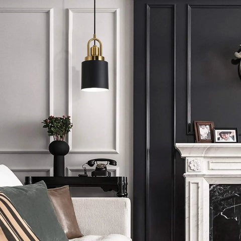 Modern Cylindrical Pendant Chandelier Black Finish With Vintage Farmhouse Vibe Dope Yet Sleek Hanging Light in bedroom