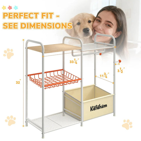All In One Dog Toy Storage Organizer For Living Room With Toy Shelf Collar Rod Can Dispenser And Leash Holder Multi Functional Dog Basket Perfect Puppy Essentials Box For Toys Treats And Accessories