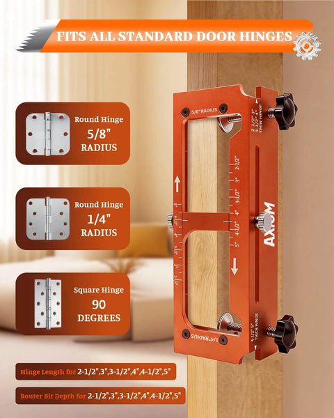 Pro Grade Aluminum Door Hinge Jig Router Template, Adjustable Mortise Jig For 2.5 To 5 Inch Hinge Mortises
