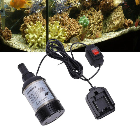 Heavy Duty Cordless Submersible Sump Pump Slurps Up Standing Water In A Flash While Its Brushless Motor Runs Cool And Handles Flood Cleanup Effortlessly All Day Long, featuring a pump and switch.