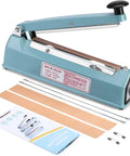 8 Inch Impulse Sealer For Plastic Bags And Shrink Wrap Manual Heat Sealer Machine in blue with repair kit and manual