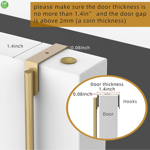 Matte Gold Over The Door Double Hanger Hooks Twin Metal Organizer For Coats Hats Robes And Towels Space Saving Door Hook With Soft Sponge Pads