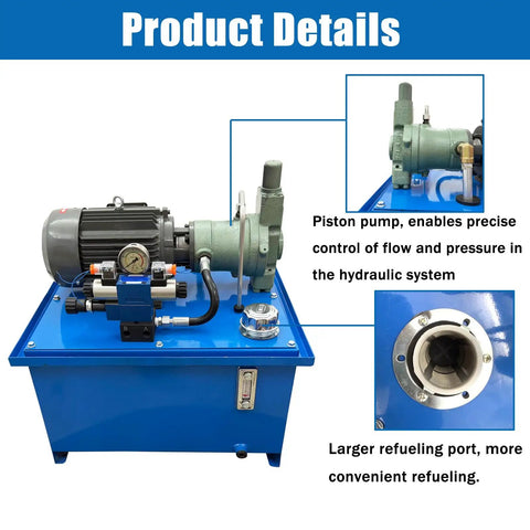Heavy Duty Small Hydraulic Power Unit Featuring 220 Volt 3 Phase Variable Piston Pump And Spacious 80 Liter Tank Generating Rock Solid 30 Mpa Pressure For Hassle Free Shop Grind And No Nonsense Durability