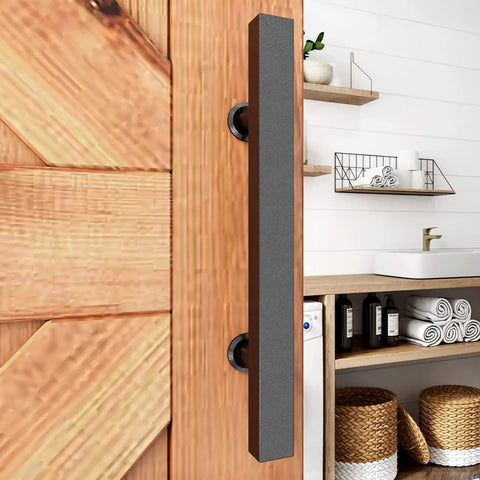 24 Inch Matte Black H-Shape Double-Sided Barn Door Pull Handle Set for Glass and Wood Doors Stainless Steel 2 Pack