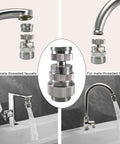Brass Faucet Adapter With Aerator for Garden Hose, 360 Degree Swivel Sink to Hose Connector, Sturdy Chrome Plated Water Tap Adapter for Indoor and Outdoor Use, Easy Install and Leak Free on female and male faucets