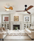 Living room with two Low Profile Ceiling Fan With Lights And Remote 22 Inch Modern Reversible Multi Speed Flush Mount Ceiling Fan