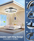 Slick 20 Inch Low Profile Ceiling Fan With Dimmable Led Light, Smart Remote And Phone App Control, Fast Fold Blades for installing at home.