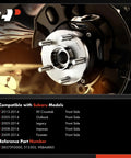 Close-up of Two Front Wheel Bearing And Hub Assembly Set With 5 Lug Fits Subaru Forester 2009-2014, Impreza 2008-2014